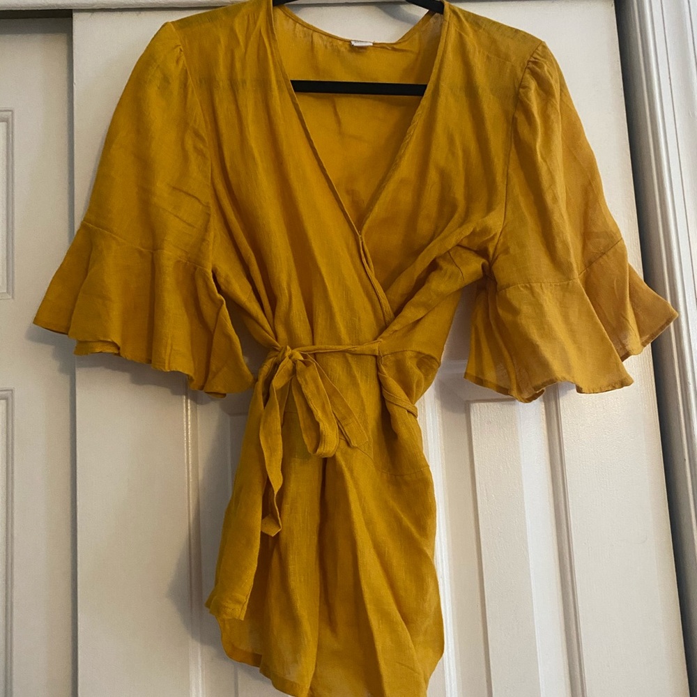 Old Navy Mustard Yellow Wrap Top